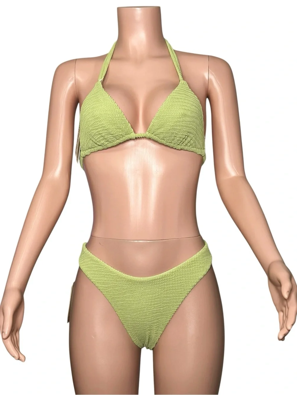 MONDAY SWIMWEAR Hanalei Top (V) & Seychelles Bottom (M) - Avocado Crinkle